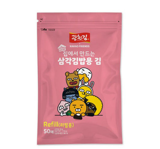 KWANGCHEONKIM Kakao Character Seetangblätter für Dreieck-Gimbap - 50 Blätter 50 x 1g