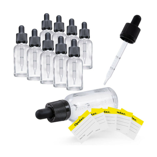 Oputec 10er-Set 30 ml Pipettenflaschen aus Klarglas mit Skala