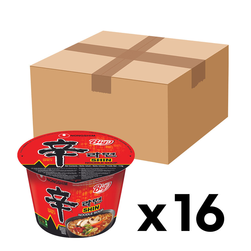 Nongshim Shin Ramyun Big Cup 114g x 16 – Korean instant noodles in spicy beef broth