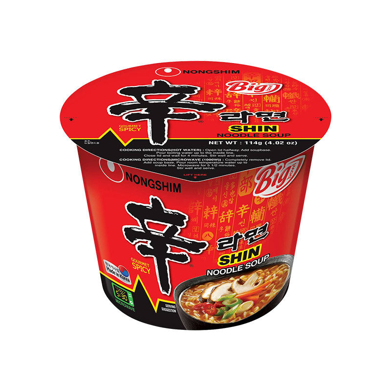 Nongshim Shin Ramyun Big Cup 114g x 16 – Korean instant noodles in spicy beef broth