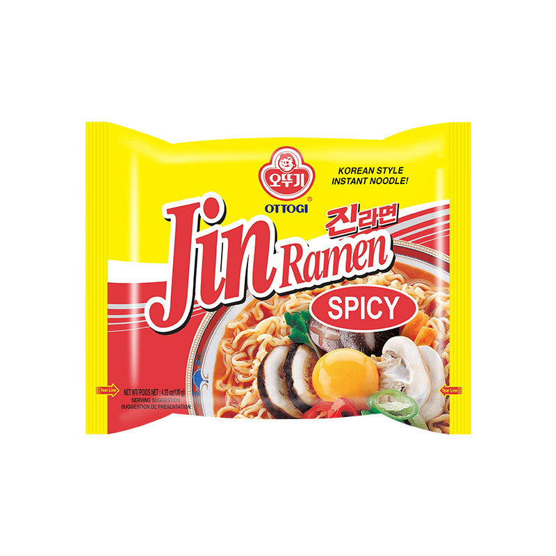 Ottogi Jin Ramen Spicy 120g spicy Korean instant noodles pack