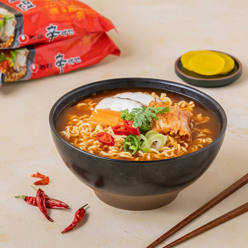 Shin Ramyun 5 pack spicy Korean instant noodles product packaging