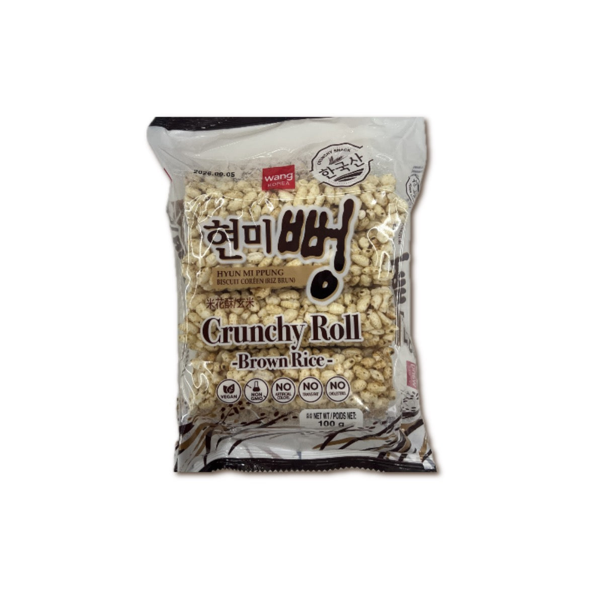 WANG Crunchy Brown Rice Roll 100g – Korean Healthy Rice Snack