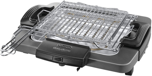 De'Longhi BQ 60.X Table Grill – electric tabletop grill with rotating double grill surface, 1900W power