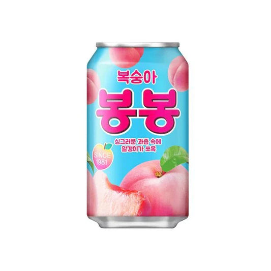 Korean peach fruit drink with pulp – BongBong by HAITAI in 340ml can